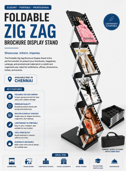 Foldable Zig Zag Brochure Display Stand - View 1